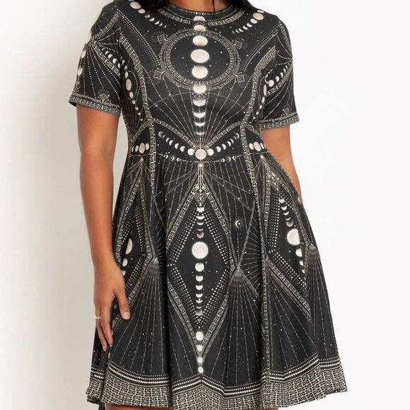 Black Milk Moonphases Longline Skater Dress - size extra small - Picture 4 of 4